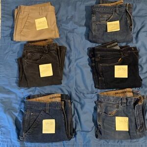 5 pair of 34 inch waist Jeans 1 pair Izod dress pants